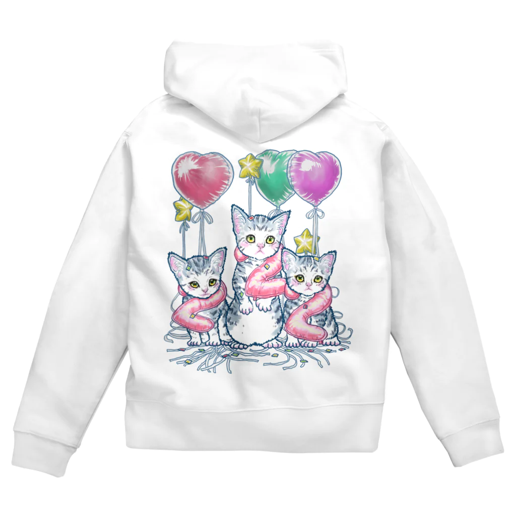 nya-mew（ニャーミュー）のニャンニャンニャン2023(バックプリント) Zip Hoodie