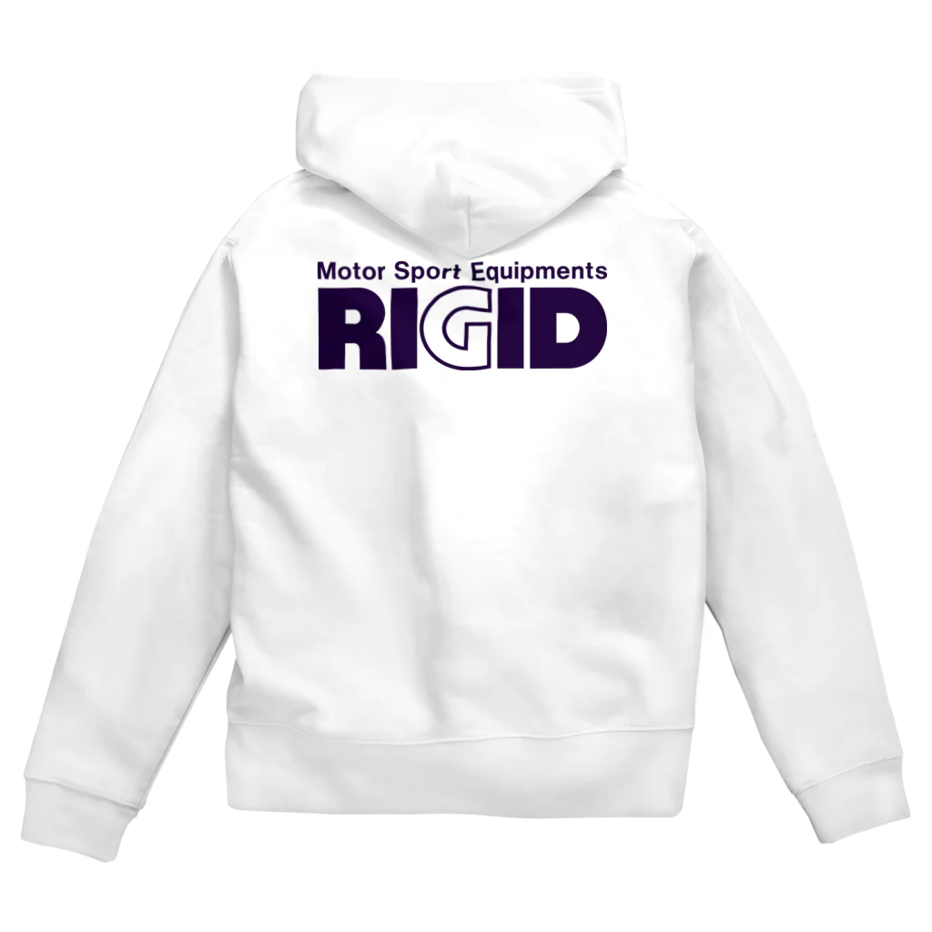 リジット・モータースポーツのRIGID透過ロゴ紺 Zip Hoodie