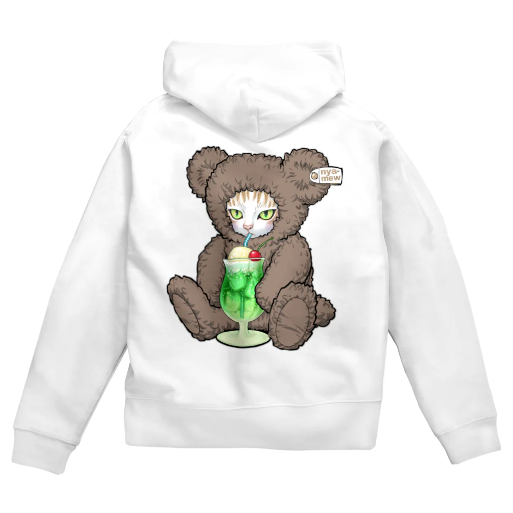 nya-mew（ニャーミュー）のこぐまのニャーちゃん_クリームソーダ(バックプリント） Zip Hoodie