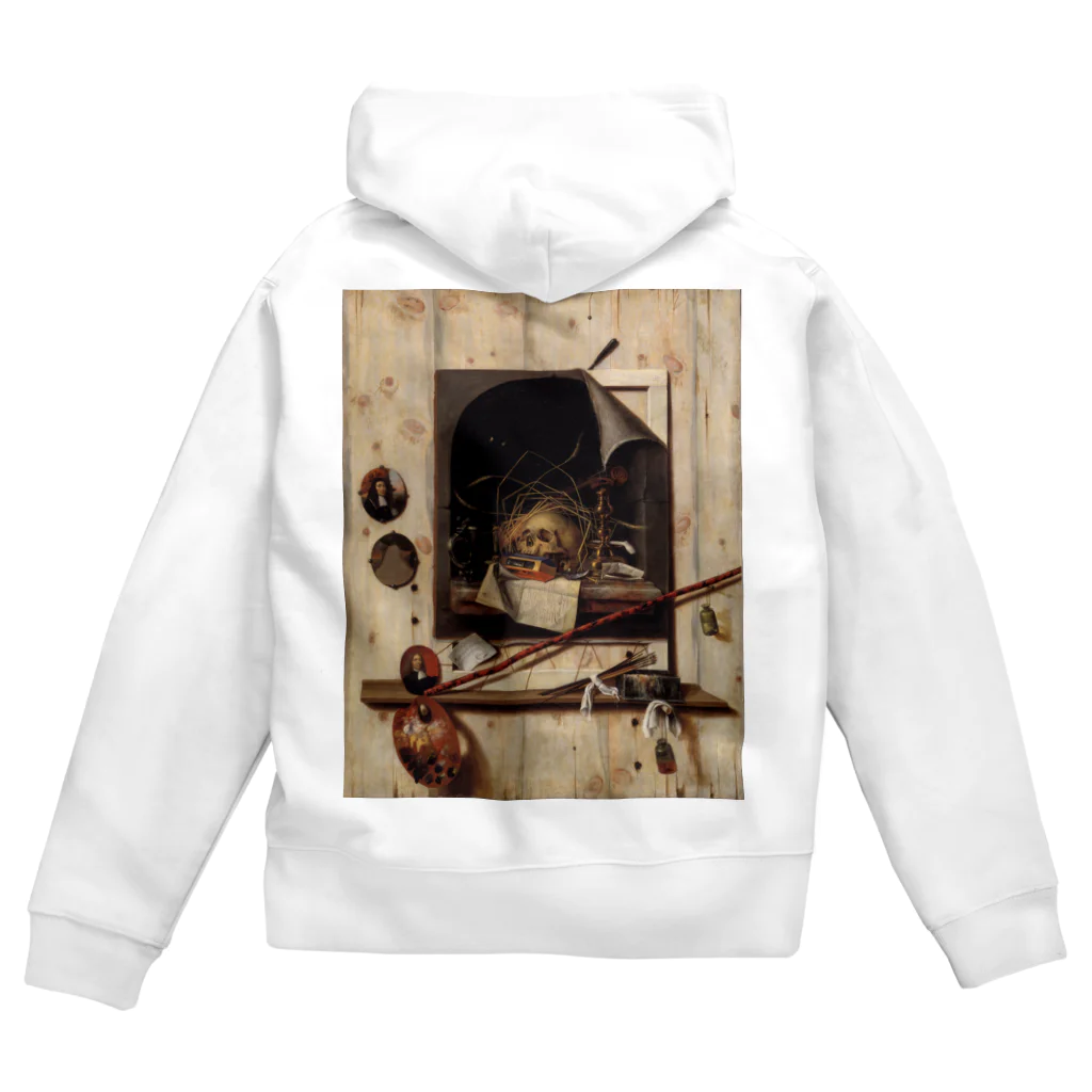 世界美術商店のヴァニタス画のあるアトリエの壁 / Trompe l'oeil with Studio Wall and Vanitas Still Life Zip Hoodie