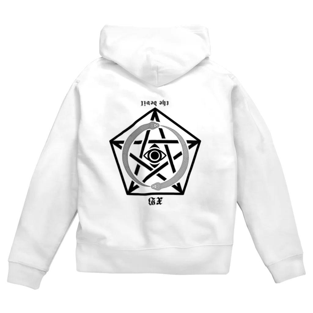 ねむの逆位置『悪魔』白 Zip Hoodie