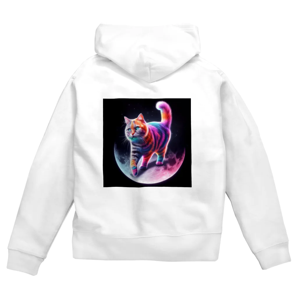 ニャーちゃんショップのムーンキャット【月で暮らす猫】 Zip Hoodie