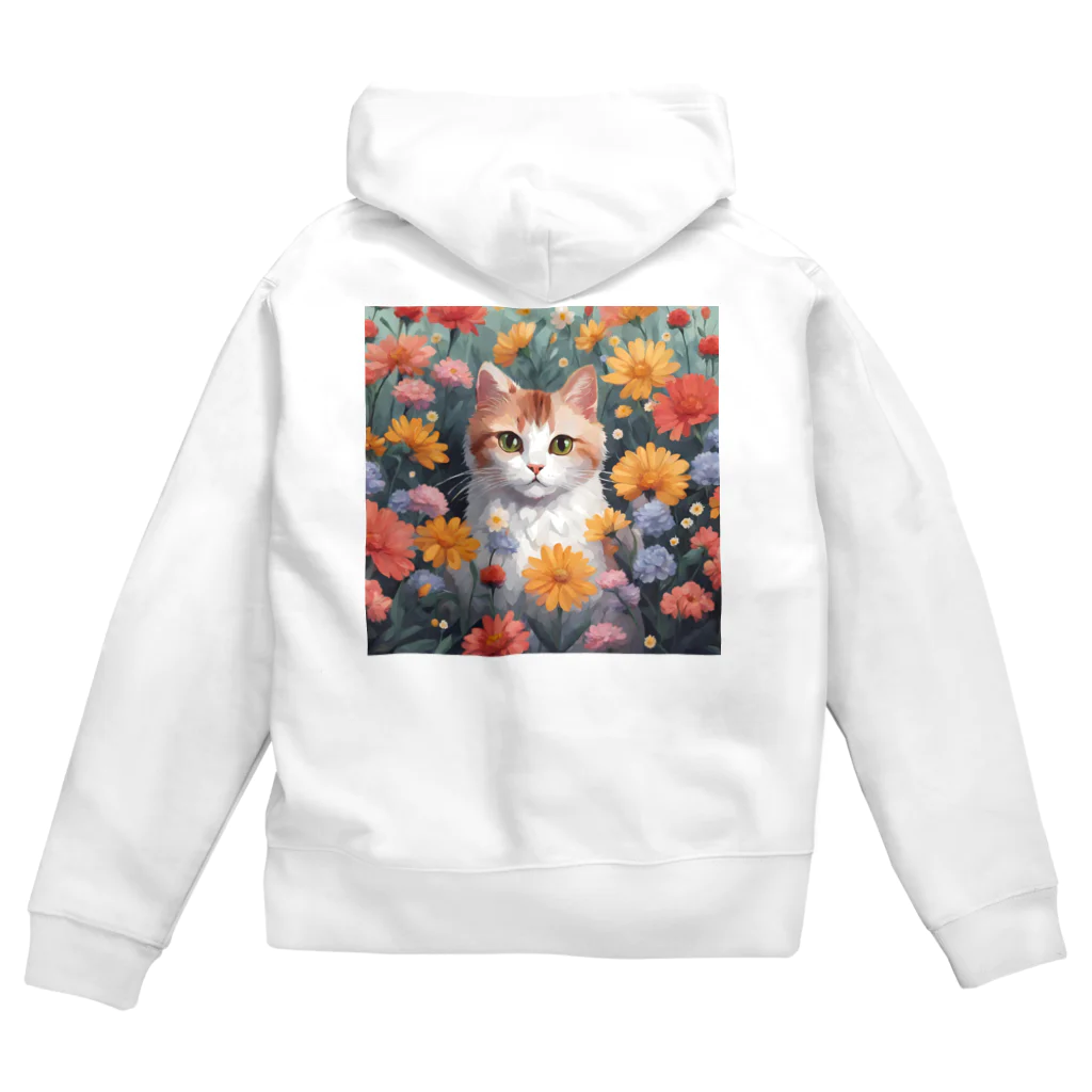 FLOWERアニマルのロココFLOWERキャットコスモス Zip Hoodie