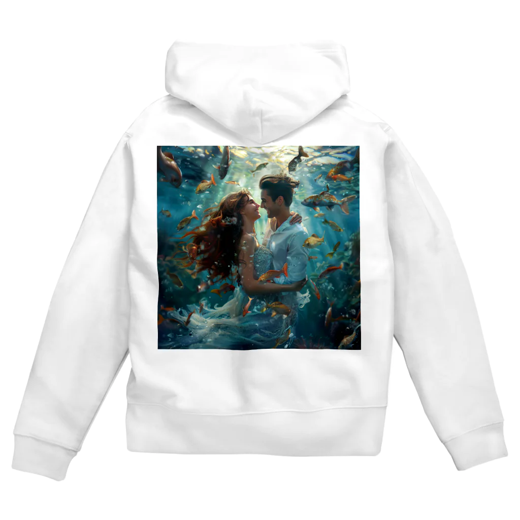 AQUAMETAVERSEの人魚姫と王子の微笑み アメジスト 2846 Zip Hoodie