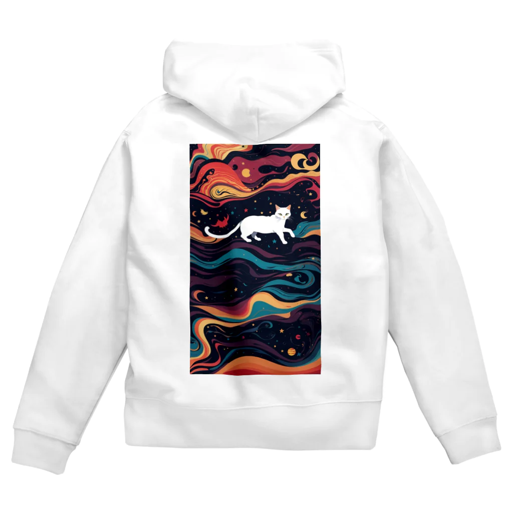 AQUAMETAVERSEの宇宙で遊んでる白猫 アメジスト 2846 Zip Hoodie