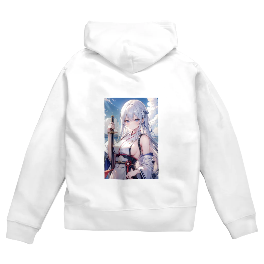 巫女スタぐらむの日本刀をもった美少女 Zip Hoodie