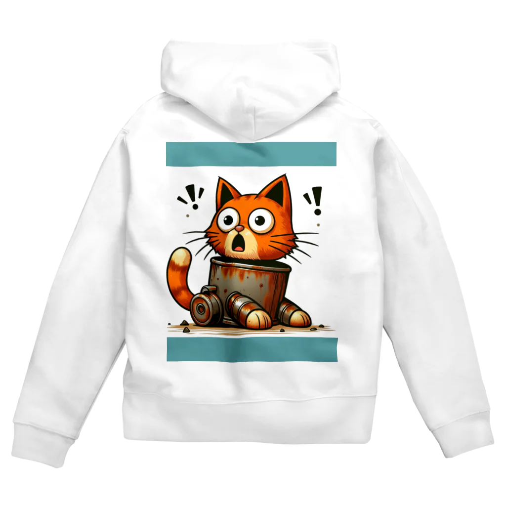 くつろぎ堂☆ネコにゃん☆イヌわんのサビ猫☆びっくりニャン！！！ Zip Hoodie