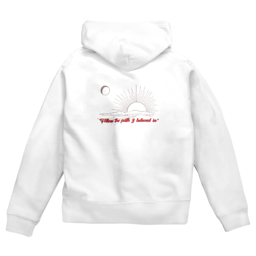  miyaviesのmiyavies ロゴ　"Follow the path I believed in"　バックプリント Zip Hoodie