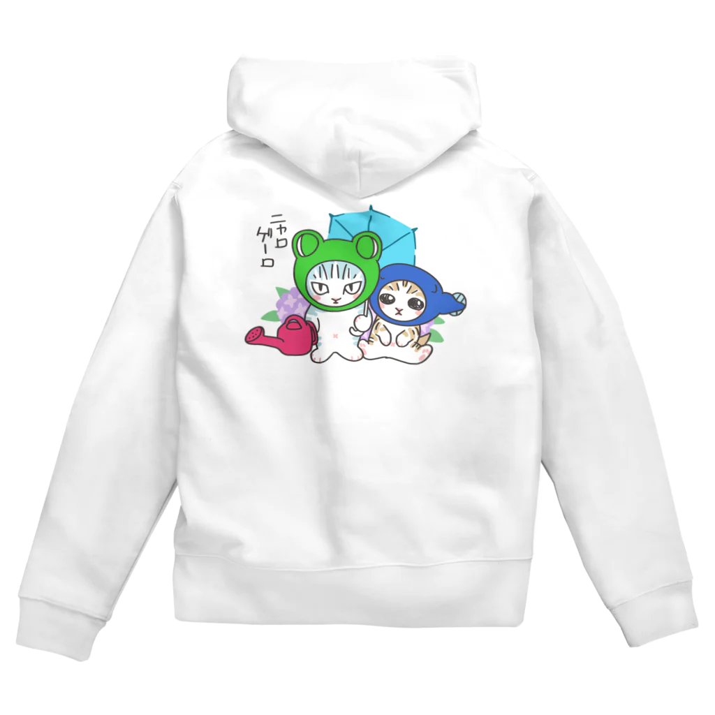 nya-mew（ニャーミュー）のニャロゲーロ(バックプリント) Zip Hoodie