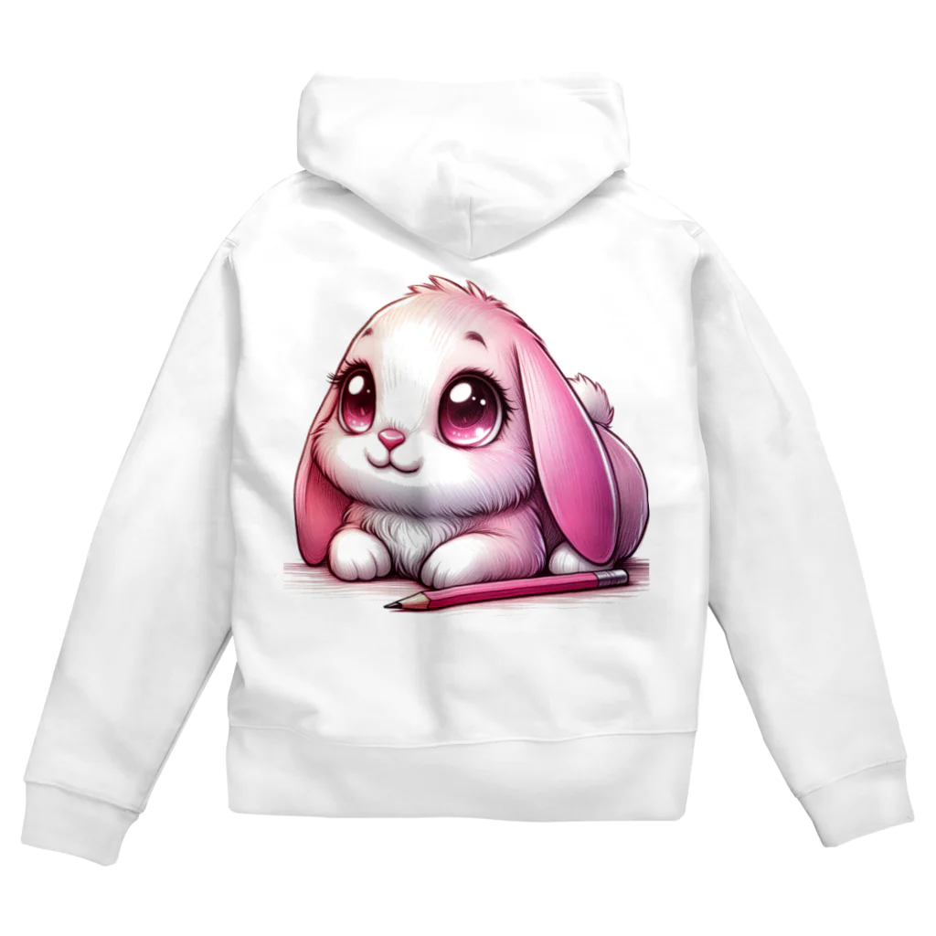 canneleのピンクウサギ Zip Hoodie