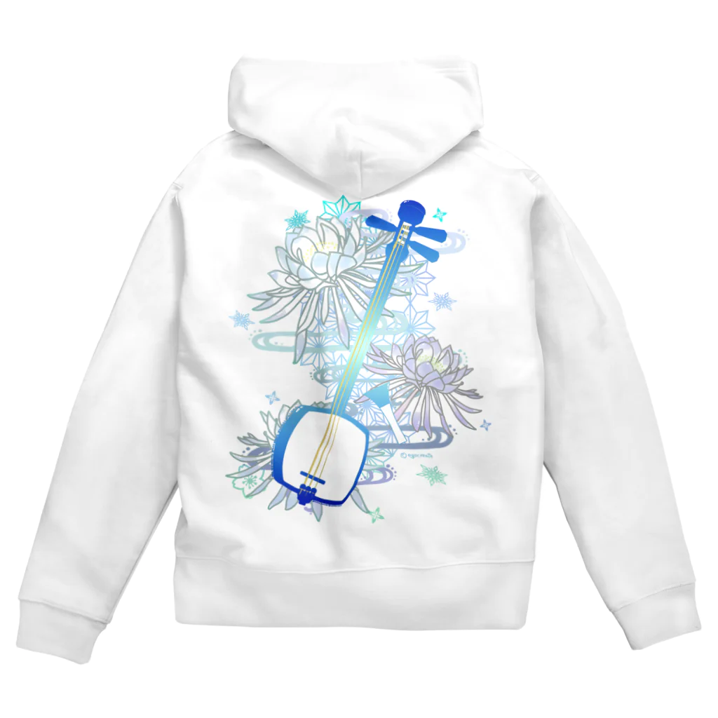 綾錦工房 りこりすの三味線 -雪月花-【月下美人】 Zip Hoodie