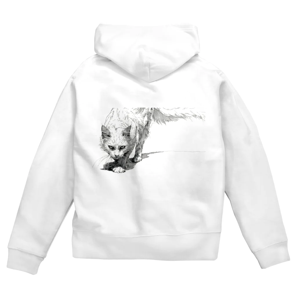 sperz shopの威嚇白猫 Zip Hoodie
