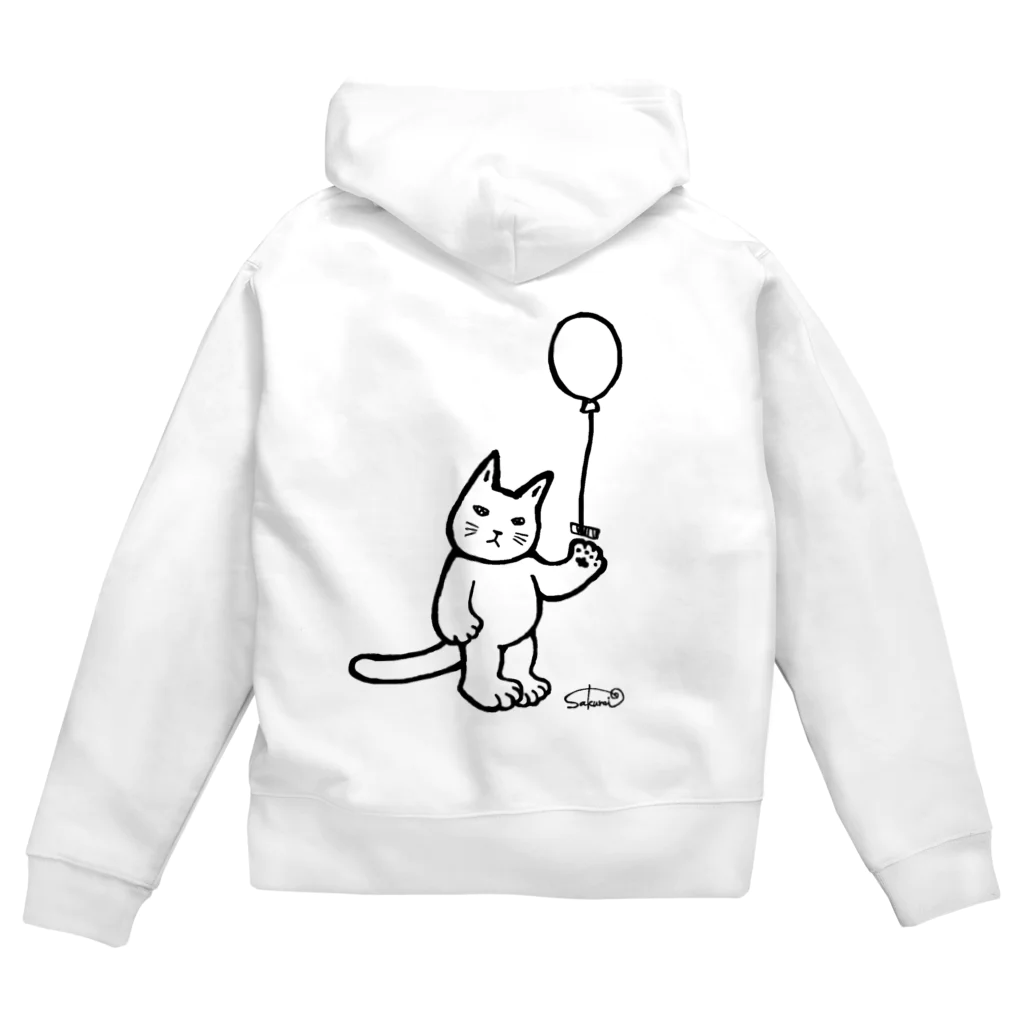 mikepunchの猫と風船（白黒） Zip Hoodie