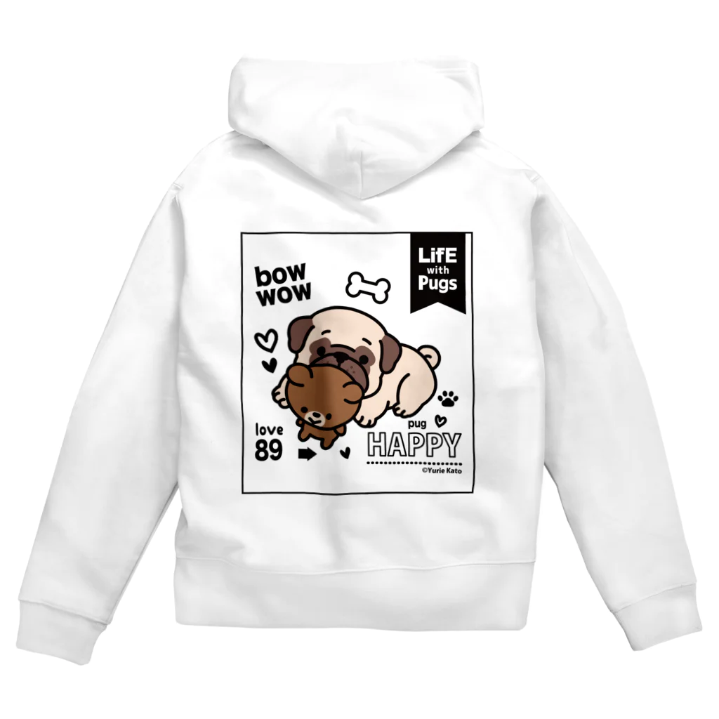 Yurie Kato ┃ パグのランランのPUG(フォーン) Zip Hoodie