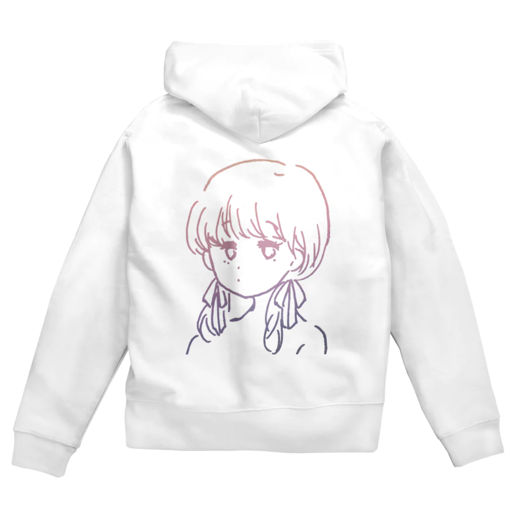 居留守かりんofficial shopのふたつむすびの女の子 ジップパーカー