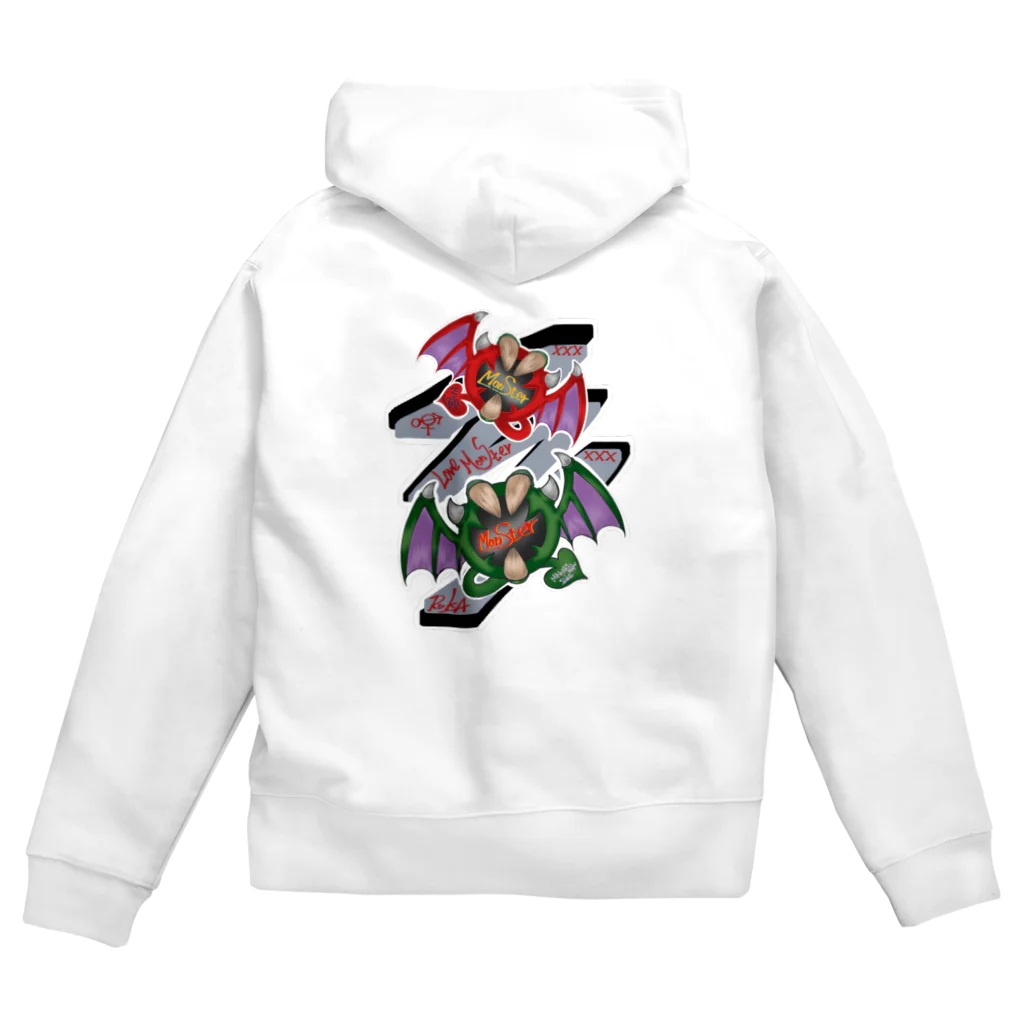 Makari M&PVのモンスターパーカー(赤と緑) Zip Hoodie