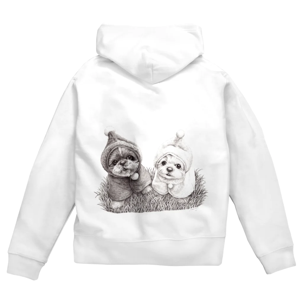 Momojiの犬画のぽんちょ隊 Zip Hoodie