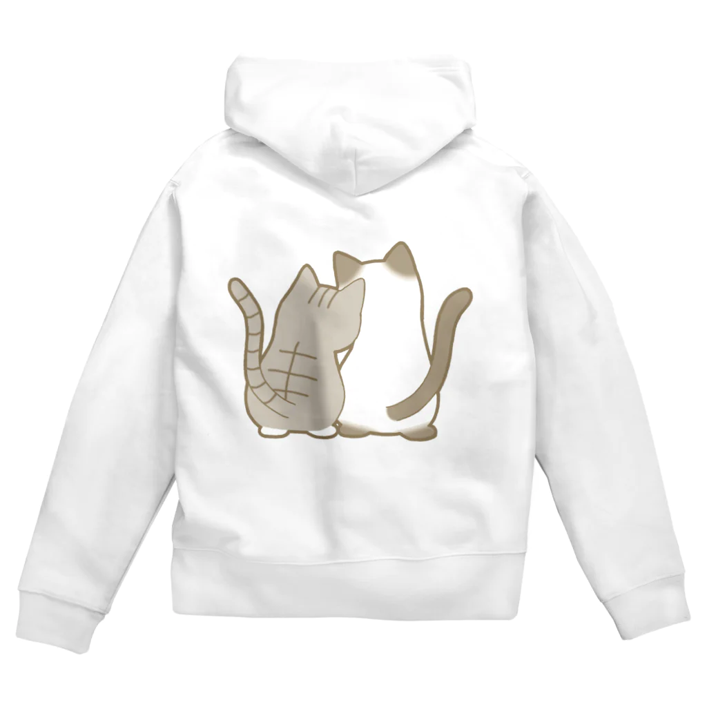 かわいいもののおみせ　いそぎんちゃくの表裏印刷　仲良し猫　サバ白&ポインテッド Zip Hoodie