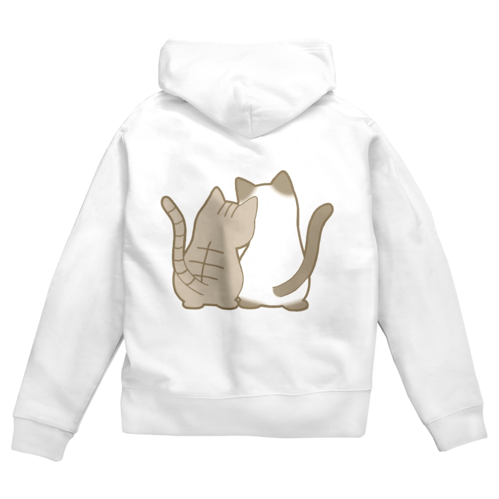 かわいいもののおみせ　いそぎんちゃくの表裏印刷　仲良し猫　キジトラ&ポインテッド Zip Hoodie