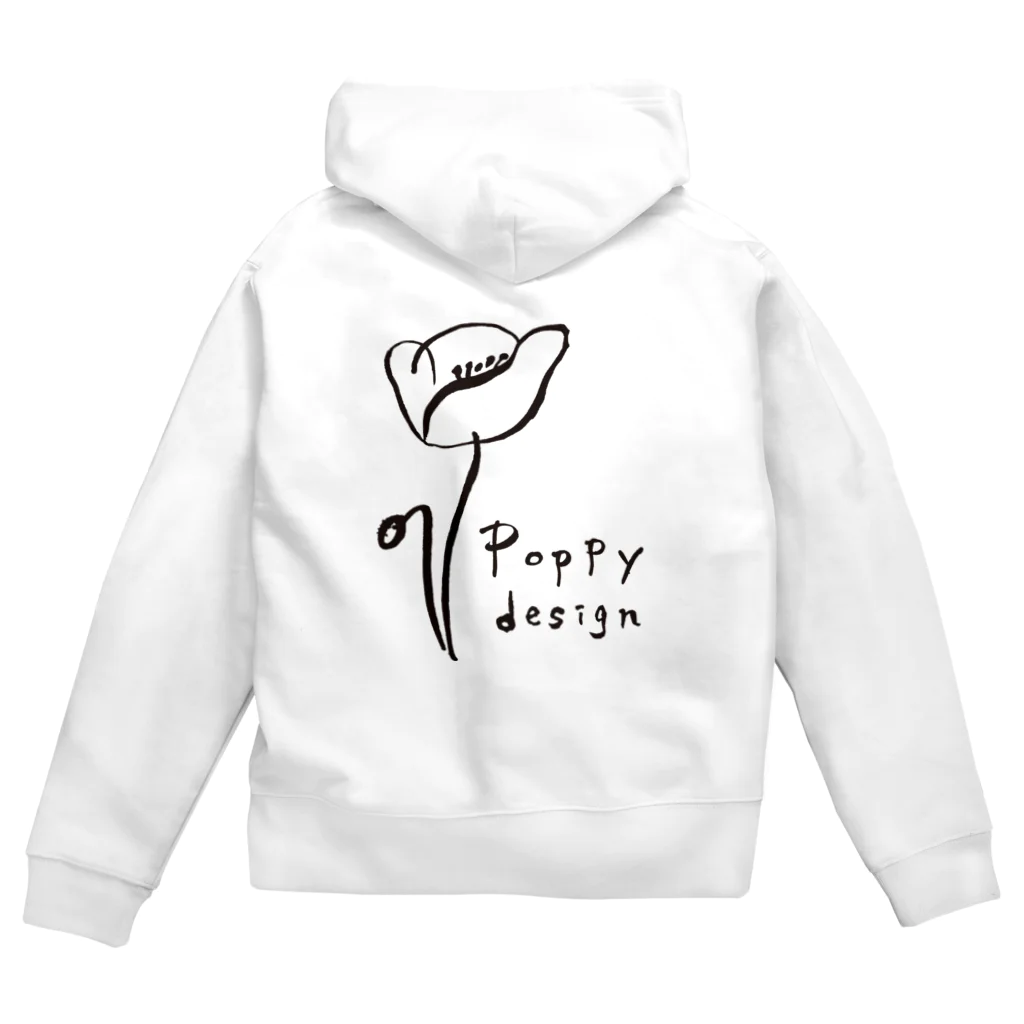 ひなげし商店のPoppy design 黒ライン ジップパーカー