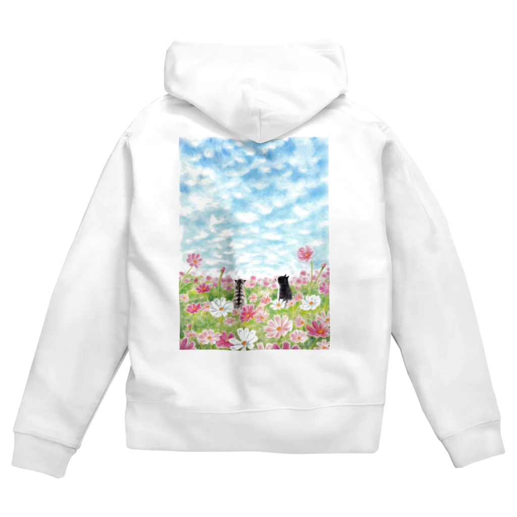 Ａｔｅｌｉｅｒ　Ｈｅｕｒｅｕｘのコスモス畑のトロとクロ Zip Hoodie