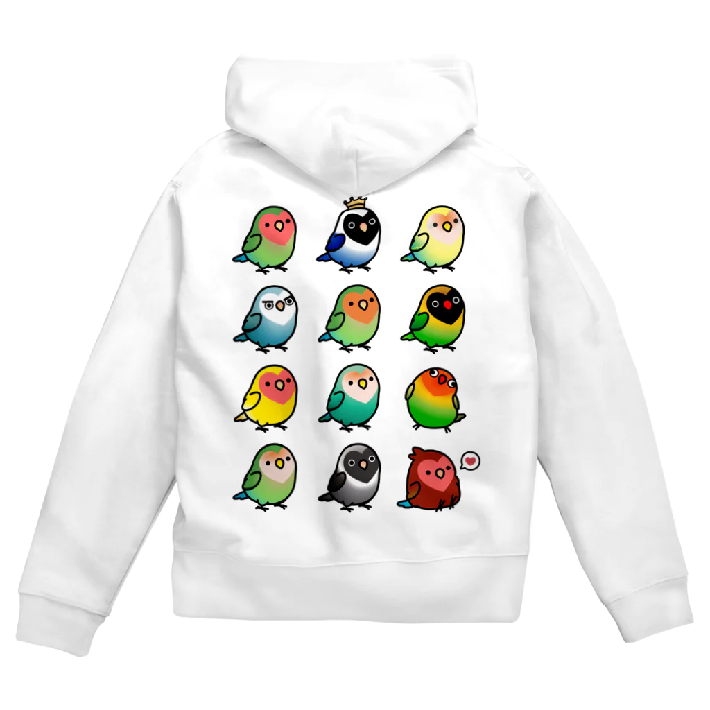 Cody the Lovebirdの（両面）　表：ルリゴシボタンインコ　背面：ラブバード大集合 Zip Hoodie