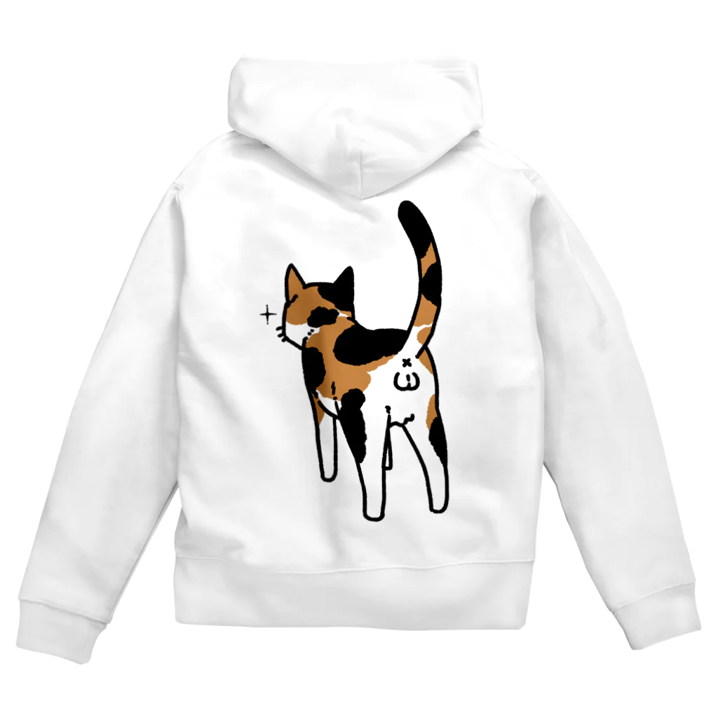 Riotoのねこけつω（三毛猫、背面） Zip Hoodie