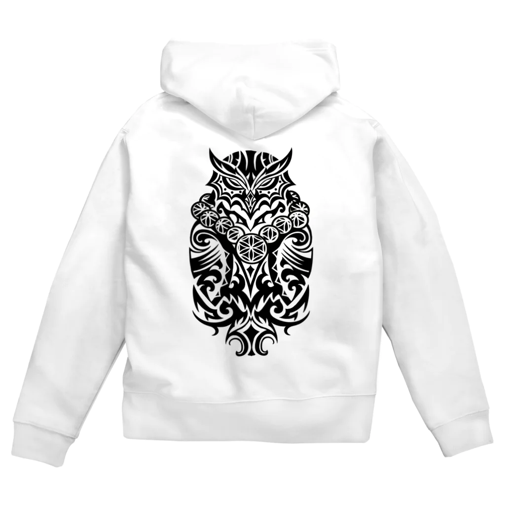 ナカツホリマサSUZURI店のトライバルフクロウくん Zip Hoodie