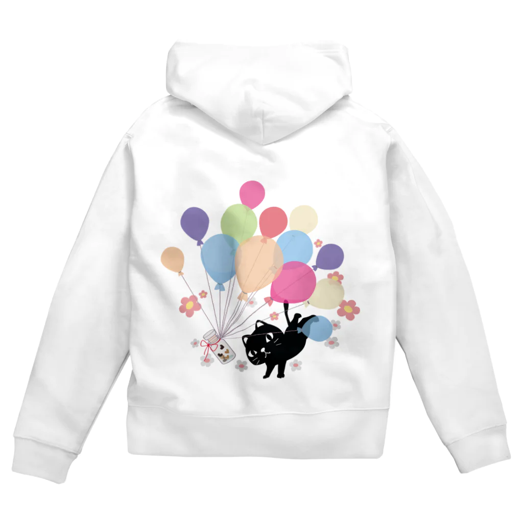 イラスト MONYAAT のくろねこの風船の種*A Zip Hoodie