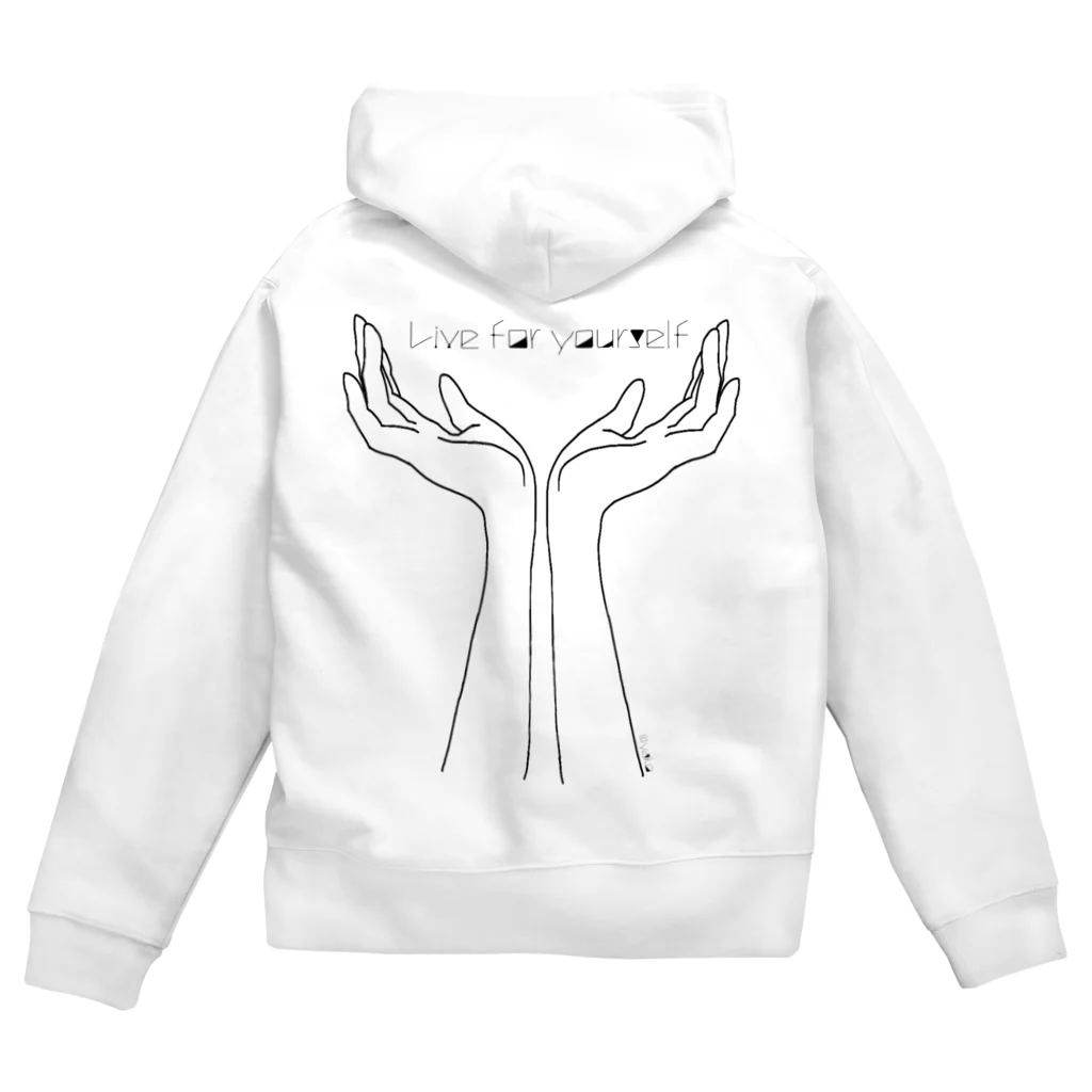 シンプルなグッズ やこ屋のLive for yourself (手の花) Zip Hoodie