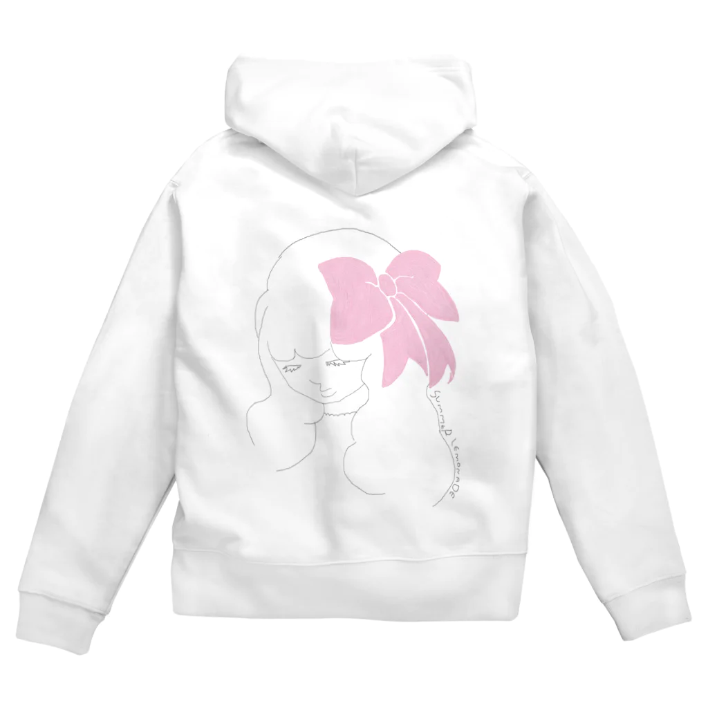 レモンスカッシュの泡のピンクのリボンの子 Zip Hoodie