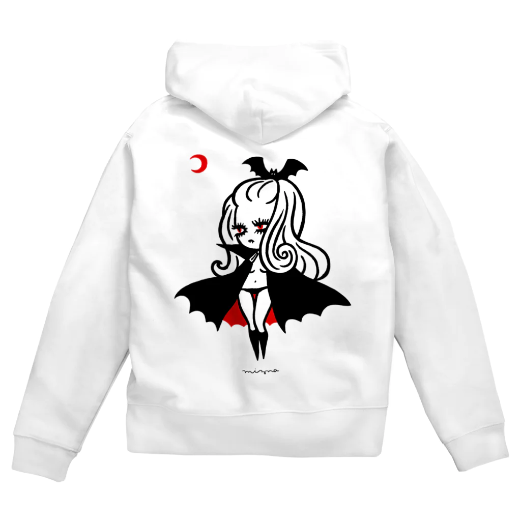 Mizna Wadaの月夜のヴァンパイアガール - ライトカラー向け Zip Hoodie