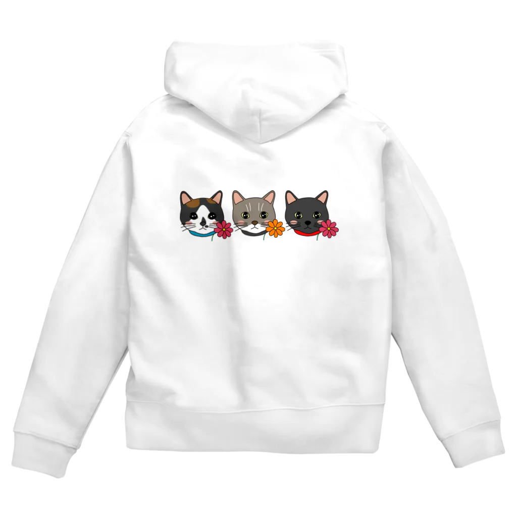 photo-kiokuのコスモスを付けている猫【かりん＆まろん＆じげん】 Zip Hoodie