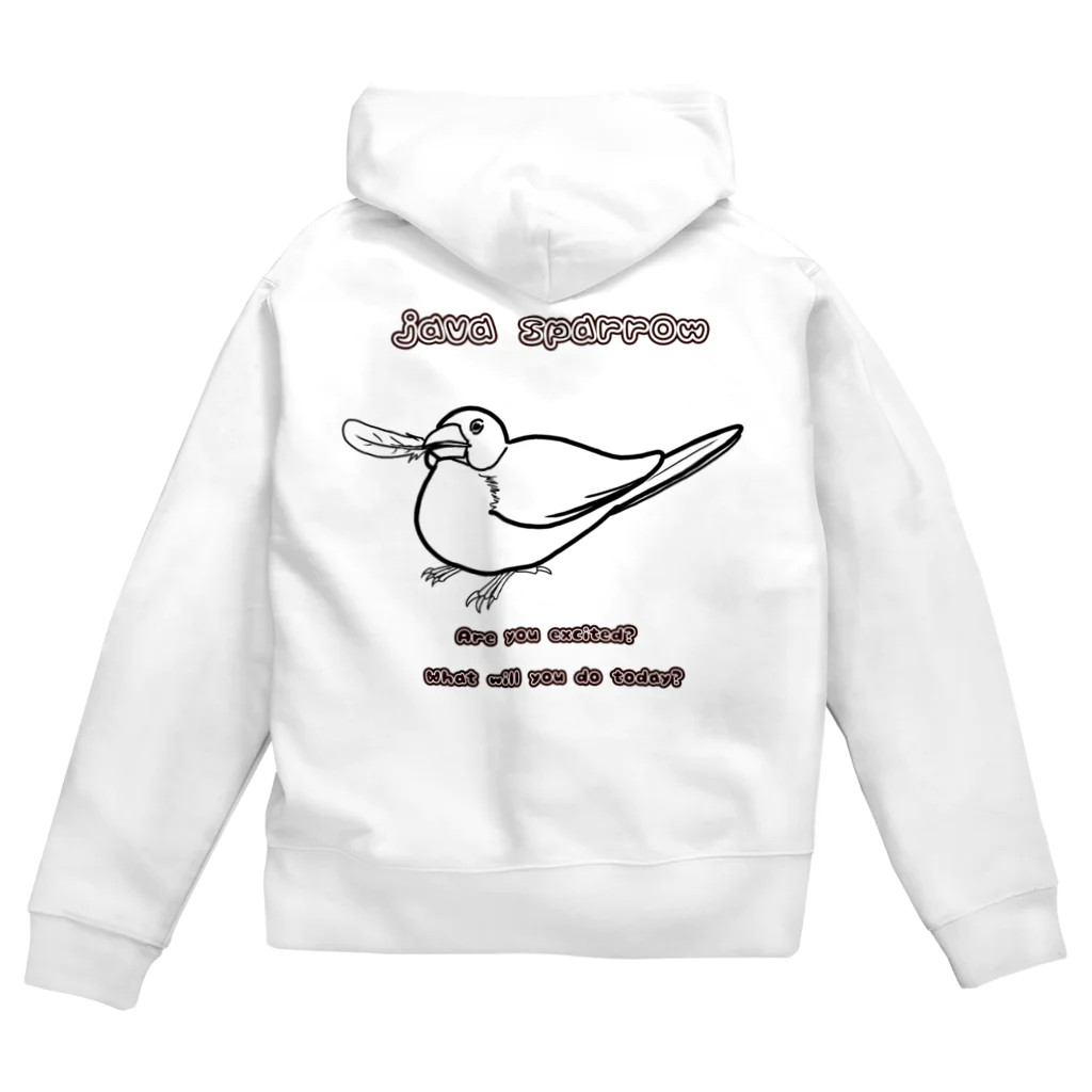 Lily bird（リリーバード）の羽根くわえ文鳥 線画 Zip Hoodie