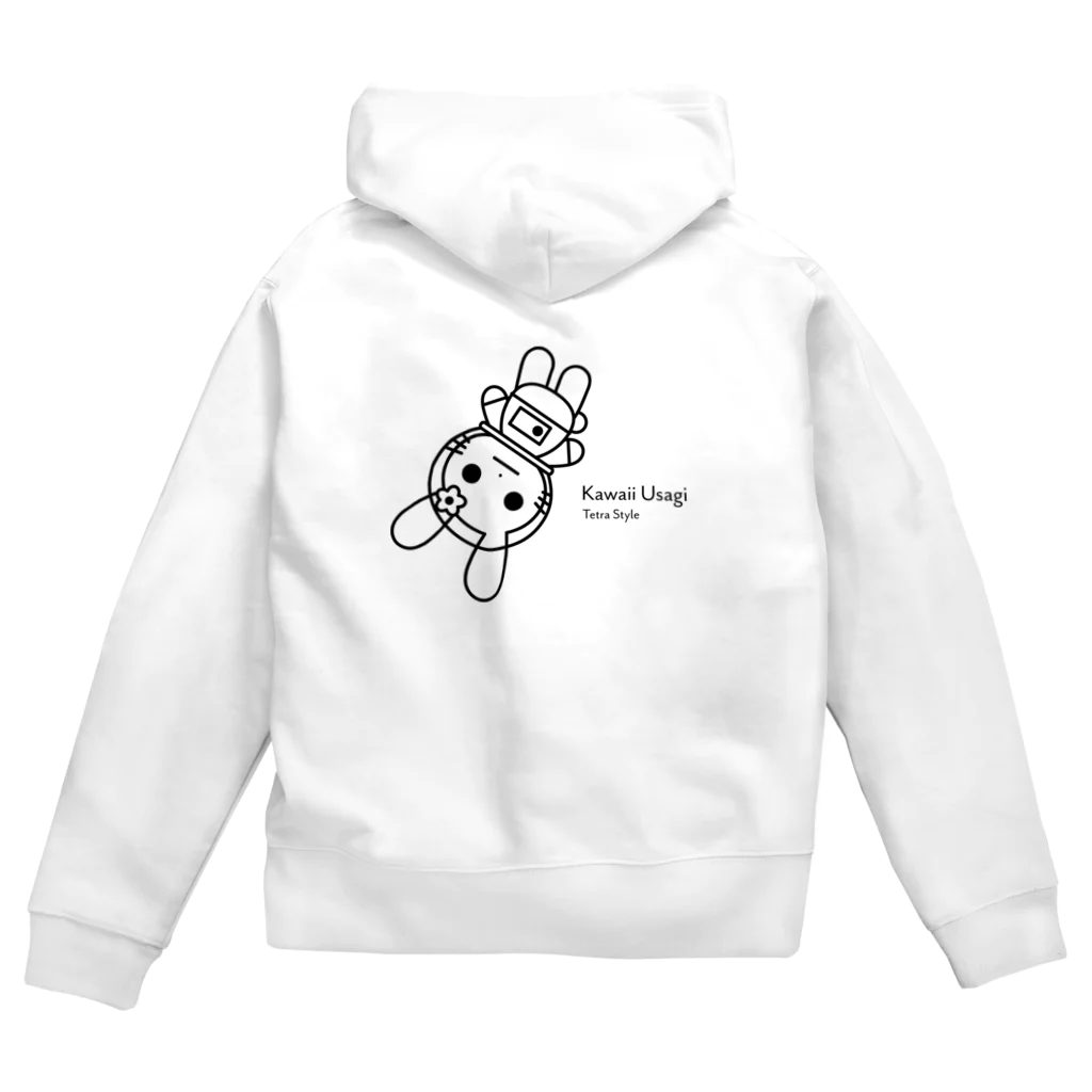 Tetra Styleの宇宙かわいいうさぎ（線） Zip Hoodie