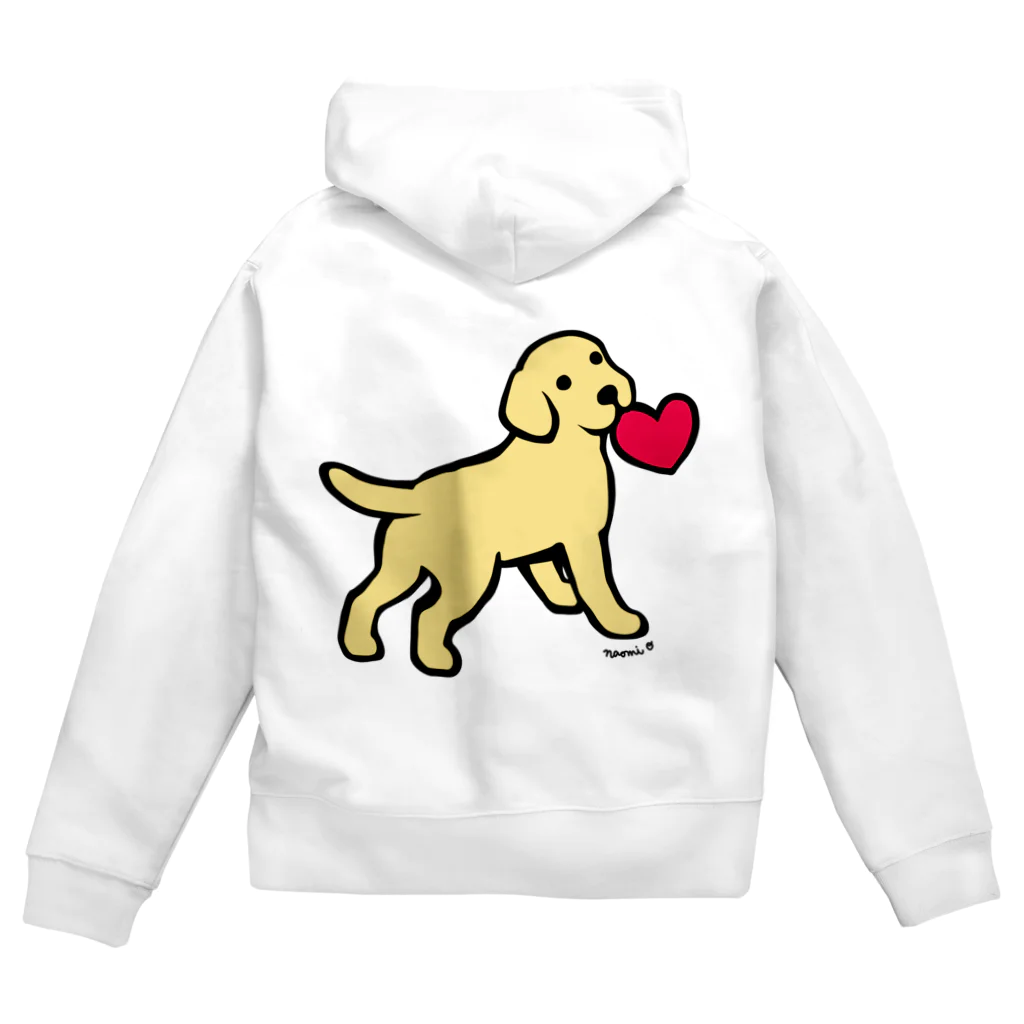 ハッピー・ラブラドールズのイエローラブパピーと赤いハート Zip Hoodie