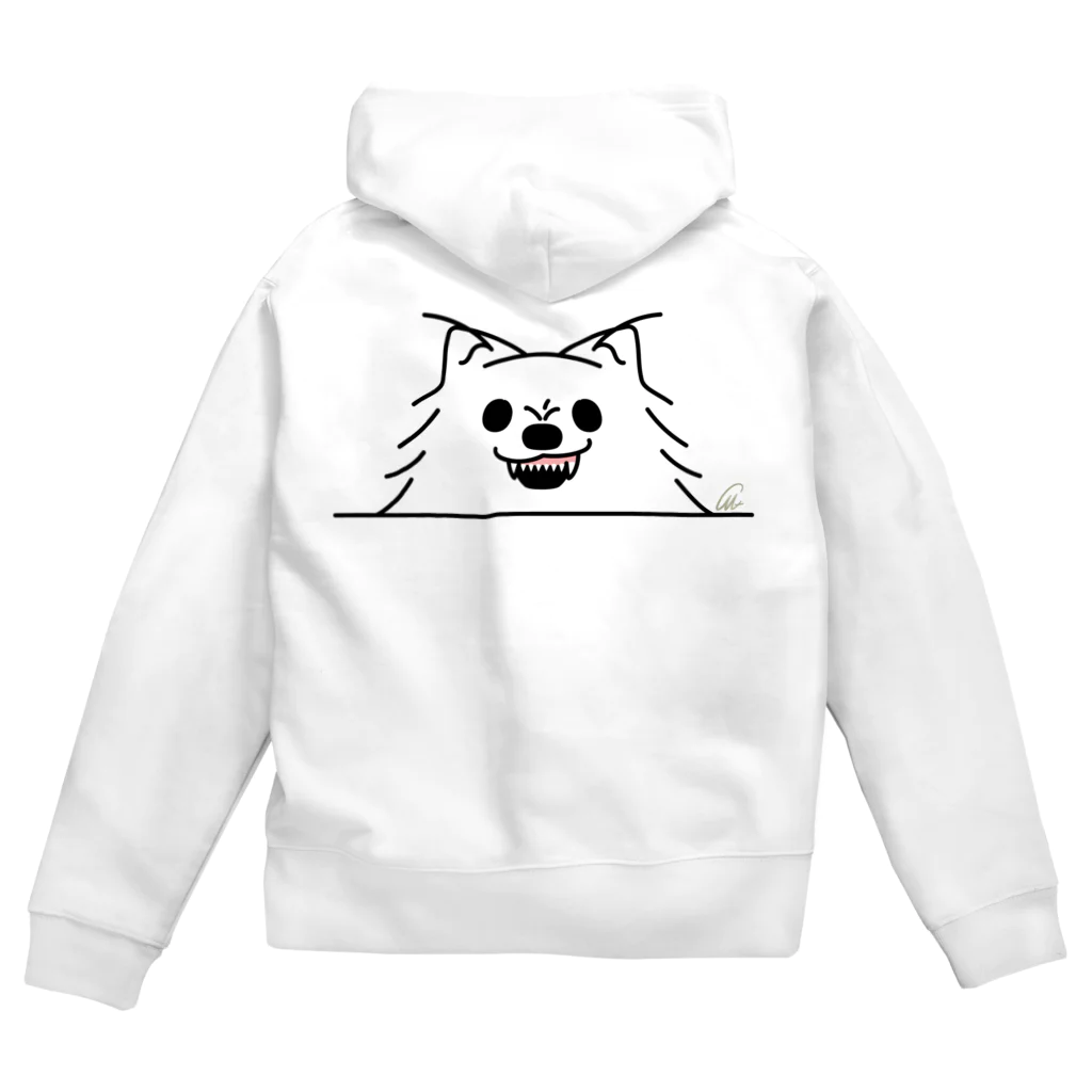 イラスト MONYAAT のバックプリント ポメラニアンっ！*しかも怒っ！ Zip Hoodie