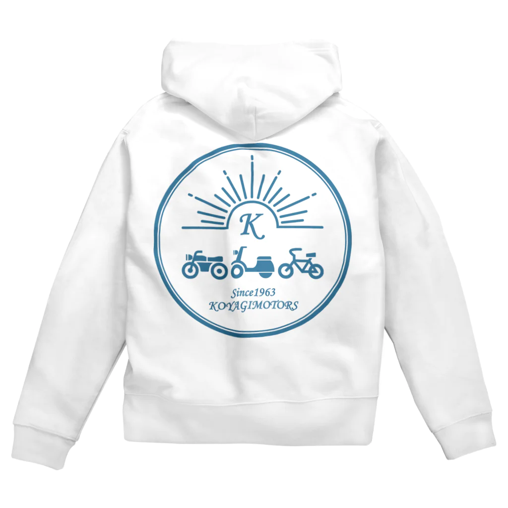 小八木モータースのKoyagi motors Blue Zip Hoodie