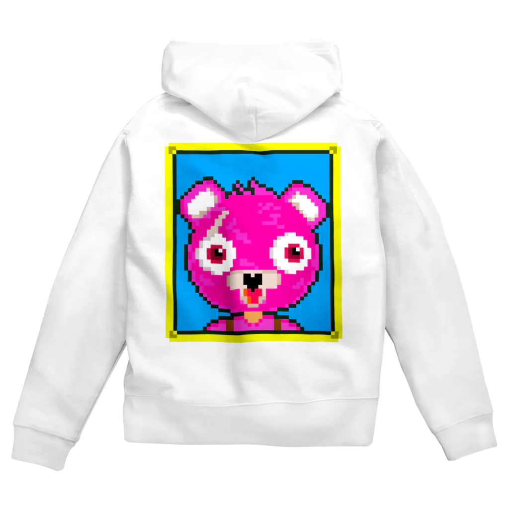 Cartoon☆style☆Fortniteのピンクのくまちゃんドット絵 Zip Hoodie