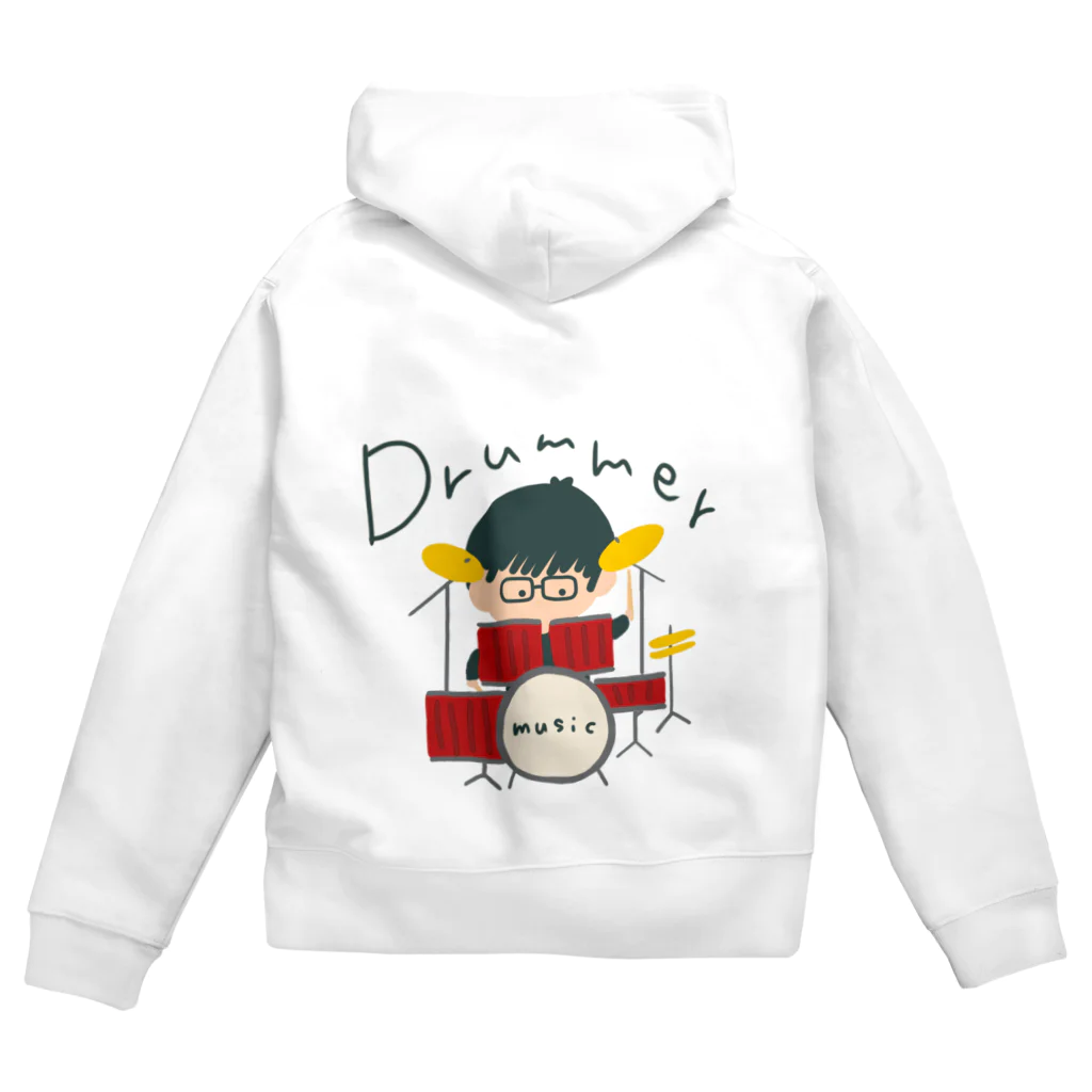 rurugirlのdrummerメガネ君 Zip Hoodie