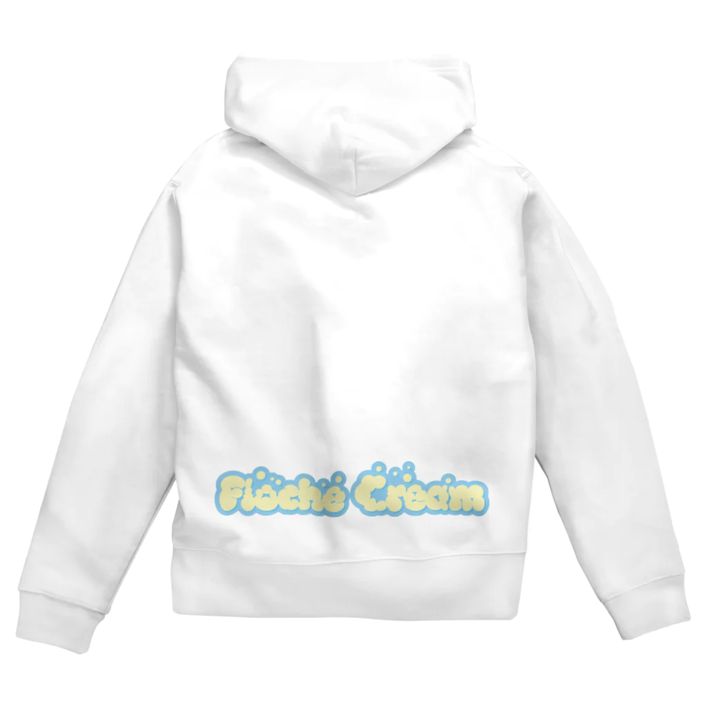 Floche Cream Official Goods Storeのブルーロゴジップパーカー Zip Hoodie