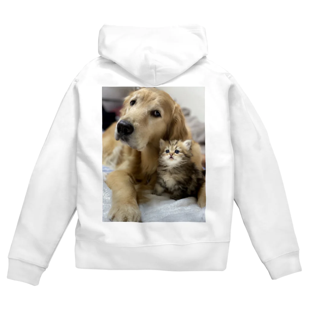 ゴールデンのまりとラブラドールのオレオに娘のあかりちゃんのまりと仔猫2 Zip Hoodie