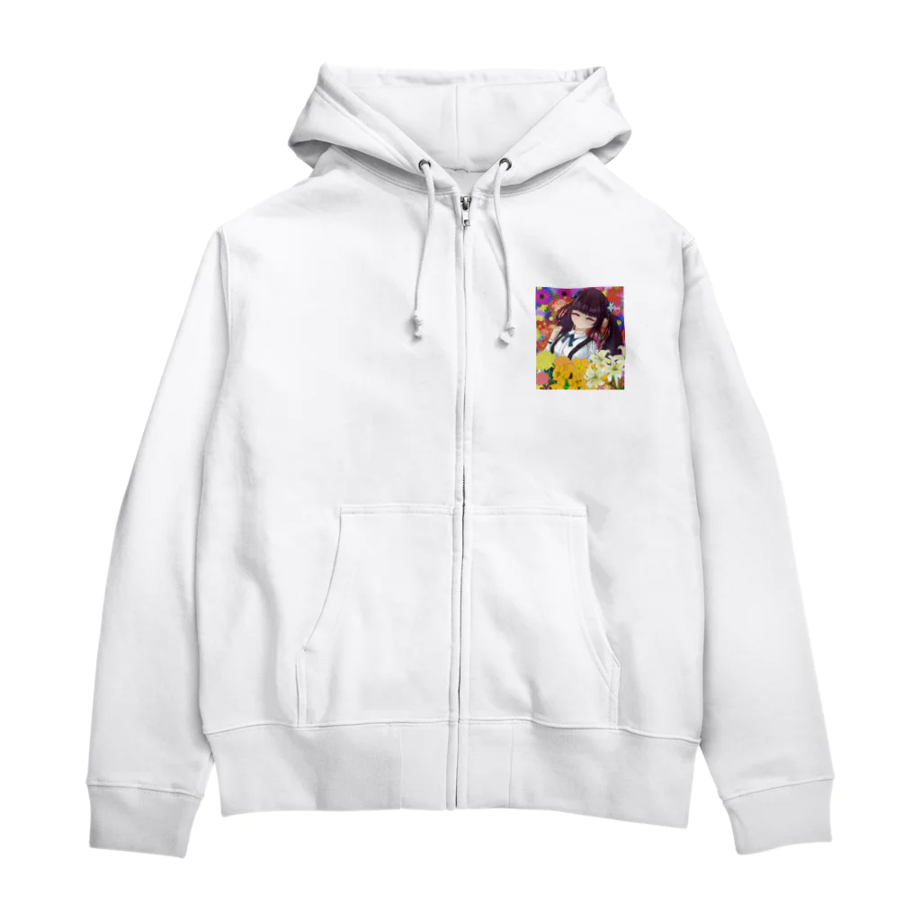 chicodeza by suzuriの花の女の子 Zip Hoodie