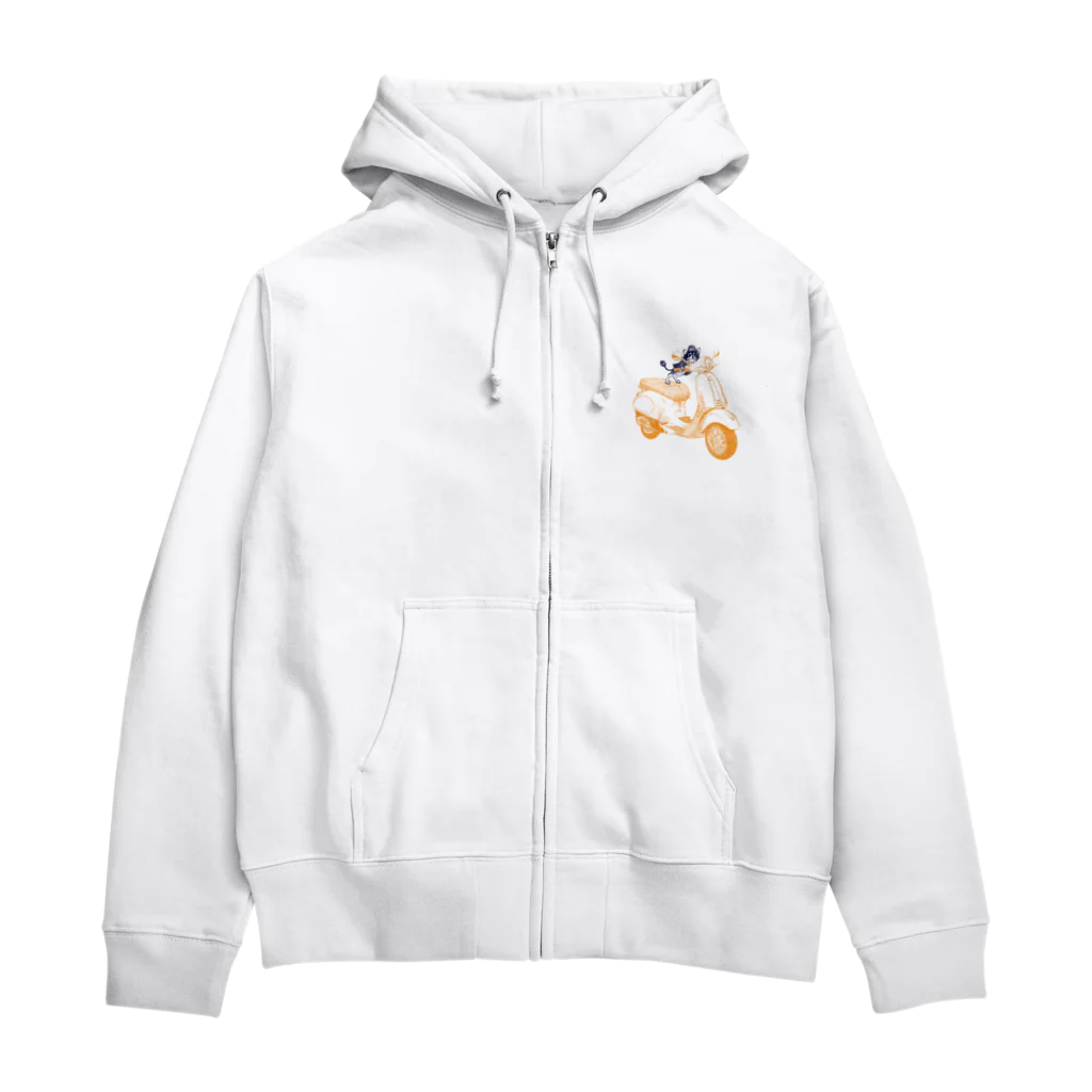 N谷スタジオのチワワのすっちゃんバイクに乗る Zip Hoodie