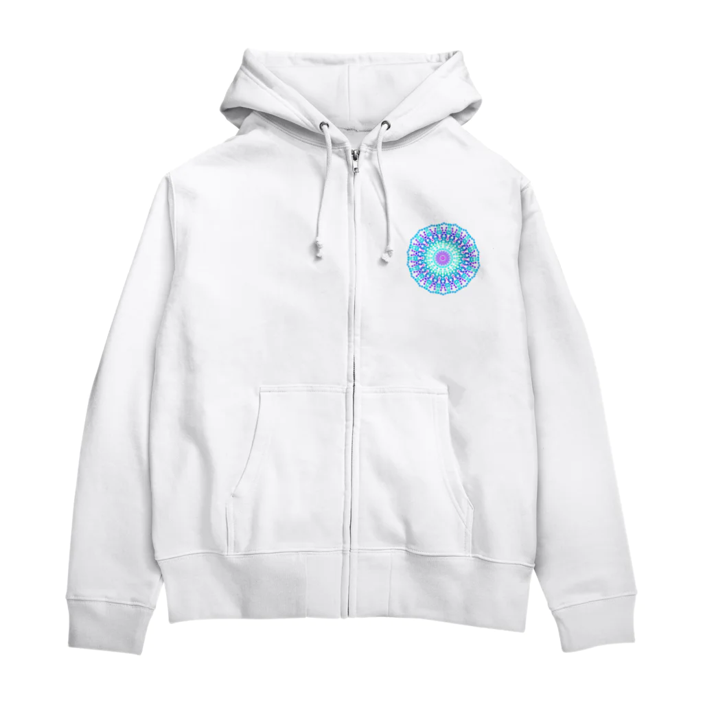 ひまわりの雪の華⑤アクアブルー Zip Hoodie