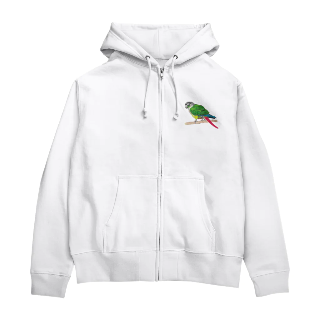 森図鑑の[森図鑑] ウロコインコC 横向き Zip Hoodie