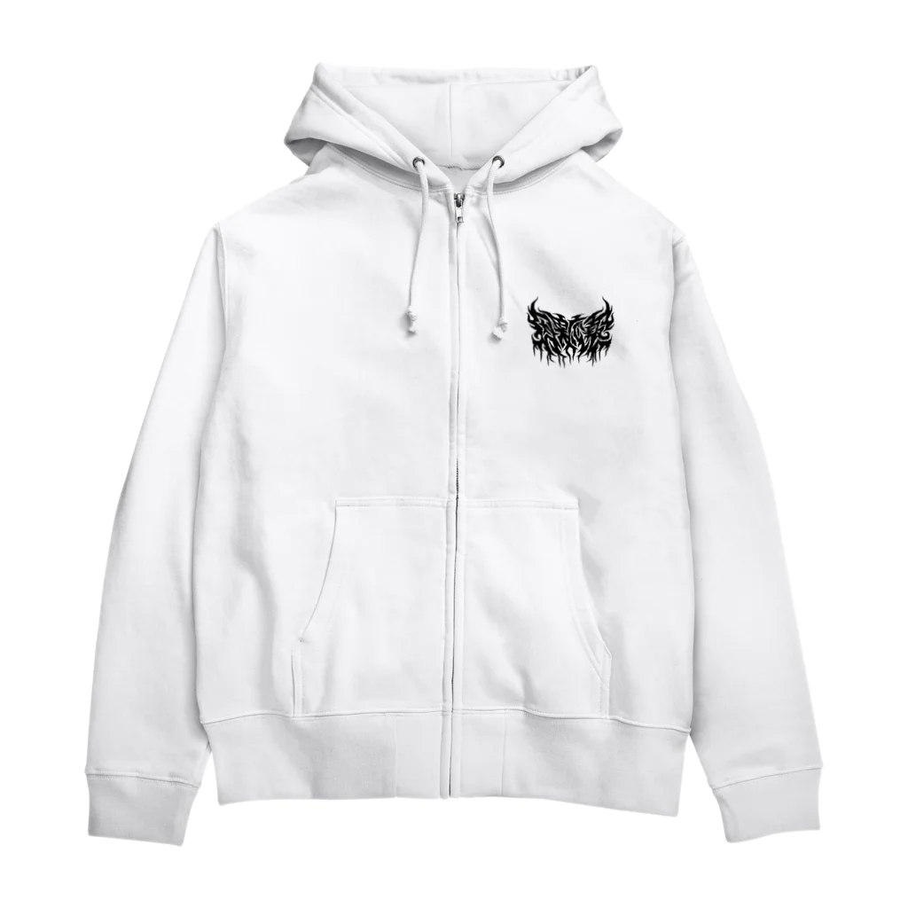 忍太郎の四字熟語 - 因果応報 Death Metal Logo デスロゴ  Zip Hoodie