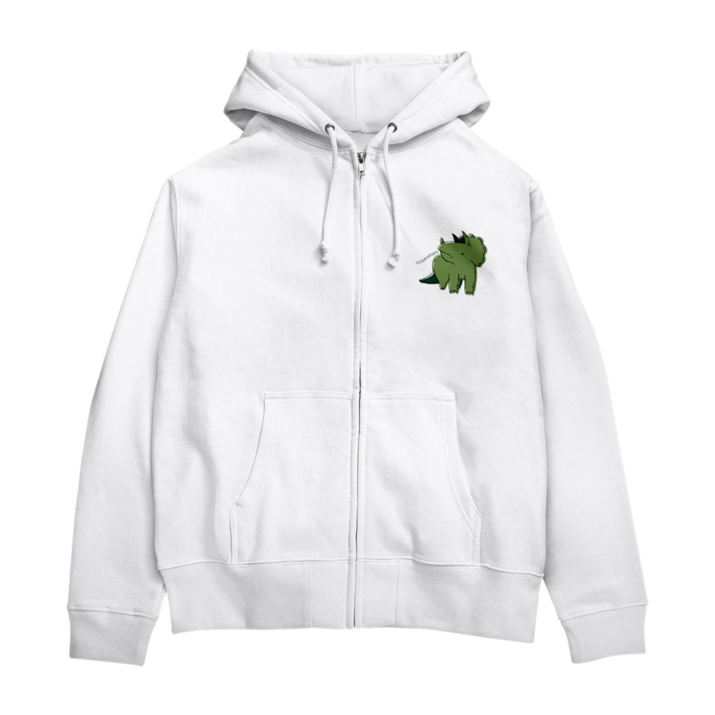 黒猫とカンパニュラのトリケラトプス好きが作ったトリケラちゃん Zip Hoodie