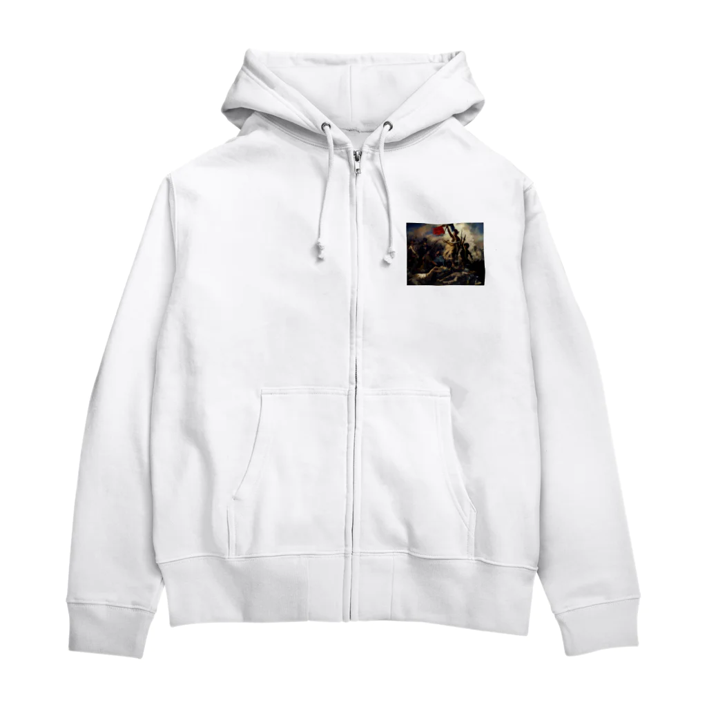 えとーの趣味商品店のドラクロワ「民衆を導く自由の女神」 Zip Hoodie