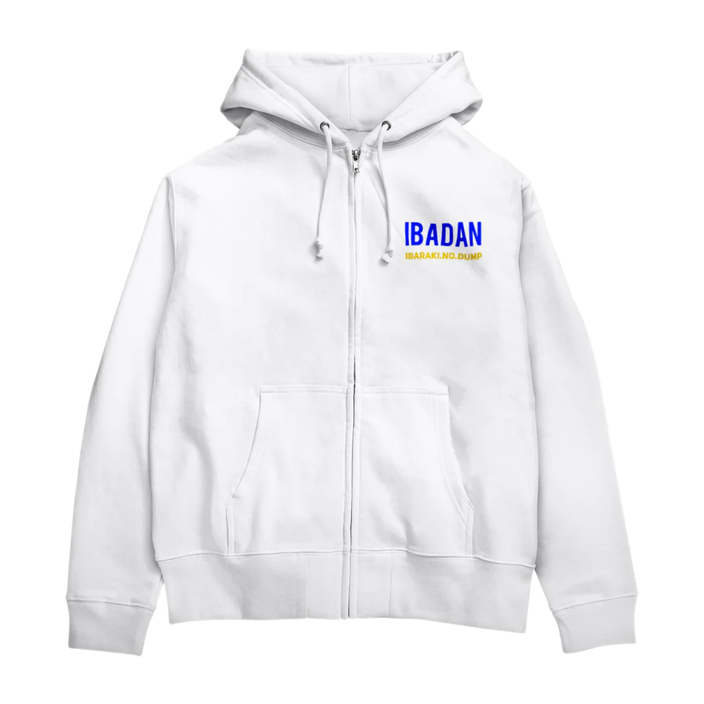 IBADANのIBADANパーカー 文字青黄色 Zip Hoodie